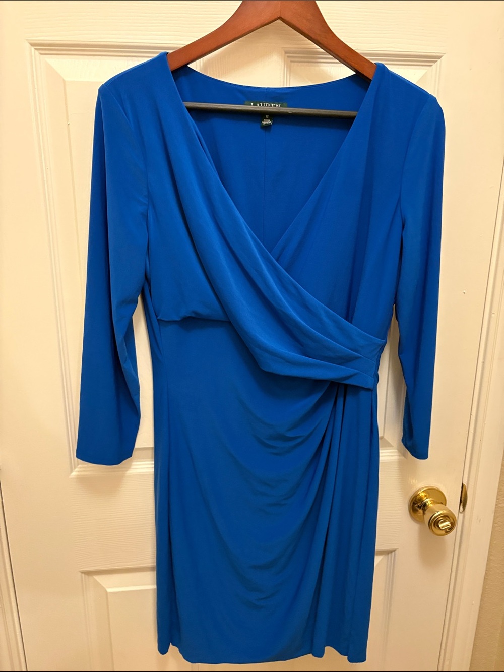 Lauren Ralph Lauren  cobalt Blue Wrap-Style Sheath Dress A121
